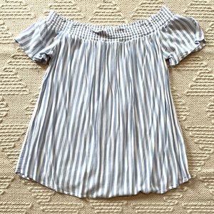 Old Navy Pinstripe Off-The-Shoulder Top